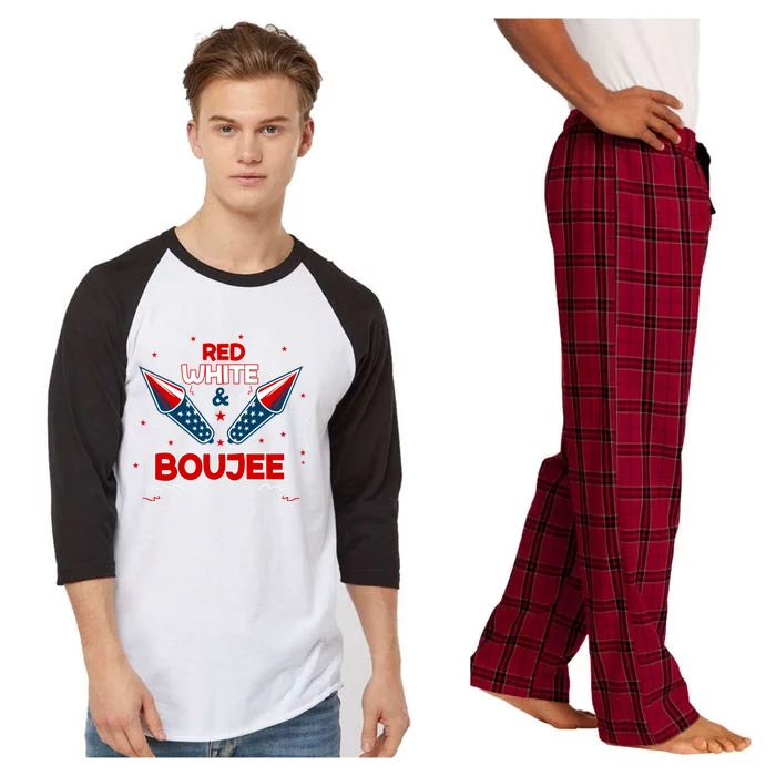 4h Of July Fireworks Patriotic Red White Boujee Gift Raglan Sleeve Pajama Set