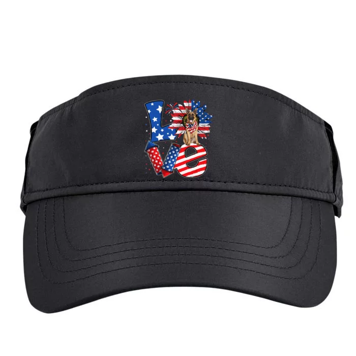 4th of July Decor Patriotic LOVE German Shepherd Dog USA Adult Drive Performance Visor