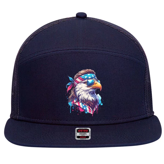 4th Of July Patriotic Funny Eagle July 4th Usa Murica 7 Panel Mesh Trucker Snapback Hat