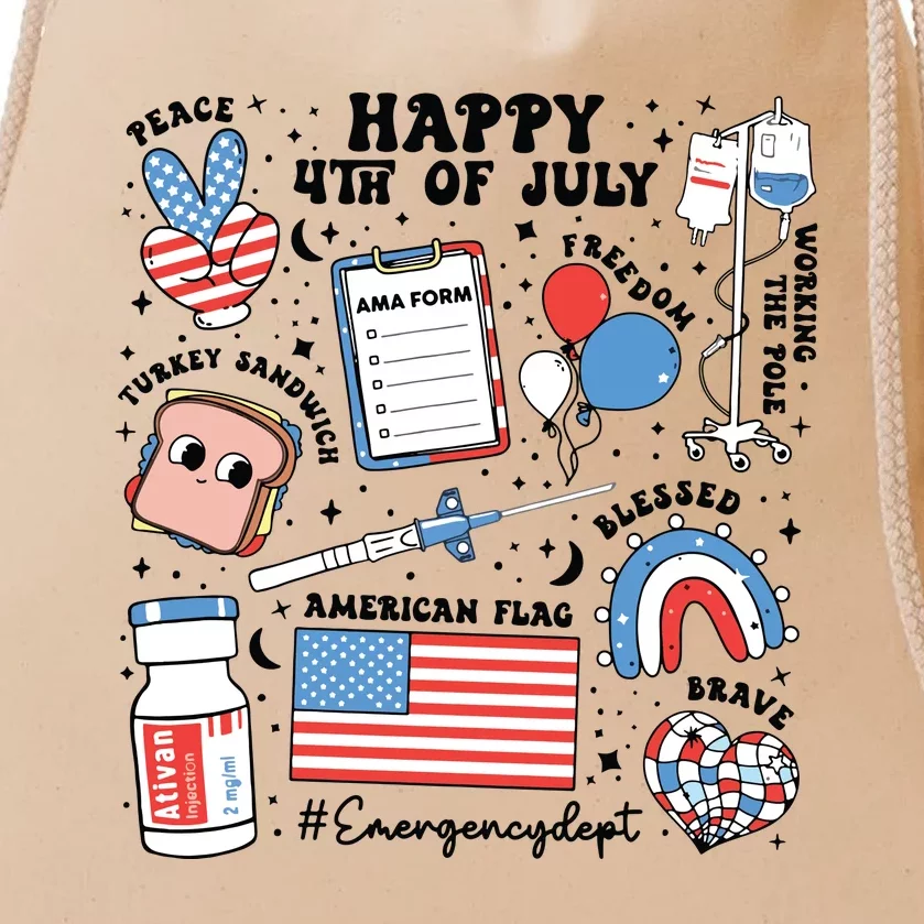 4th Of July Er Nurse Er Nurse Crew Drawstring Bag