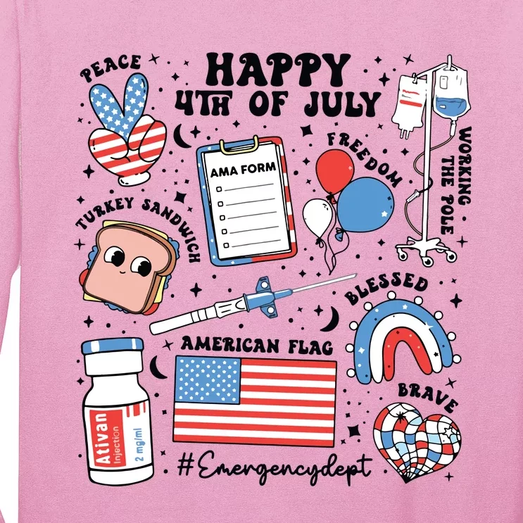 4th Of July Er Nurse Er Nurse Crew Long Sleeve Shirt