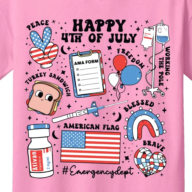 4th Of July Er Nurse Er Nurse Crew Kids T-Shirt