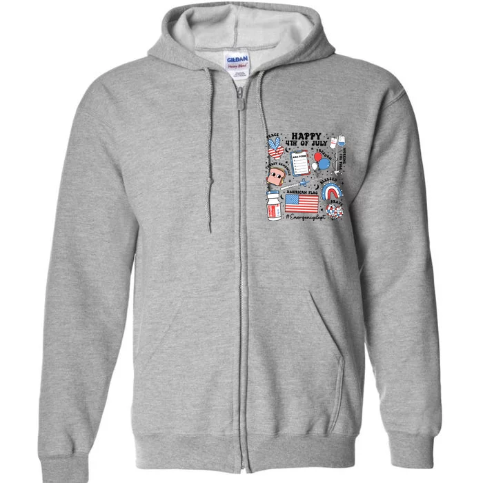 4th Of July Er Nurse Er Nurse Crew Full Zip Hoodie