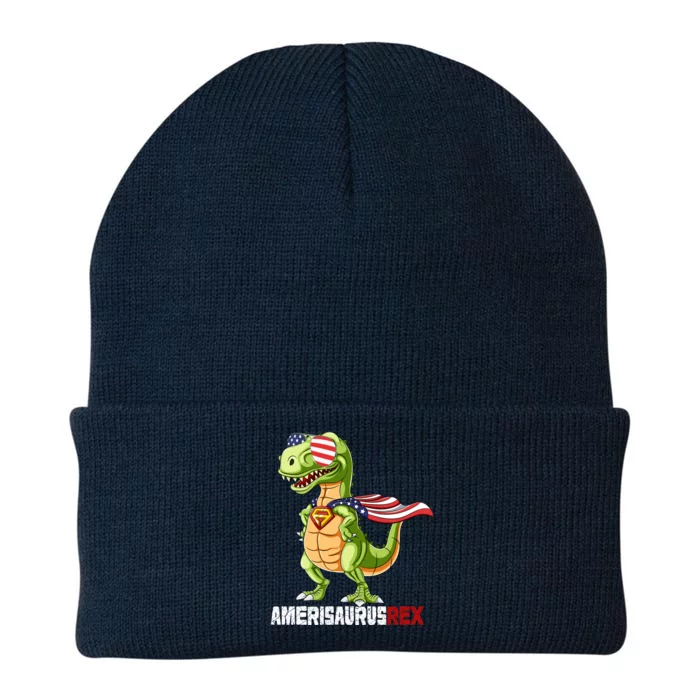 4th of July Dinosaur Amerisaurus T Rex Funny Knit Cap Winter Beanie