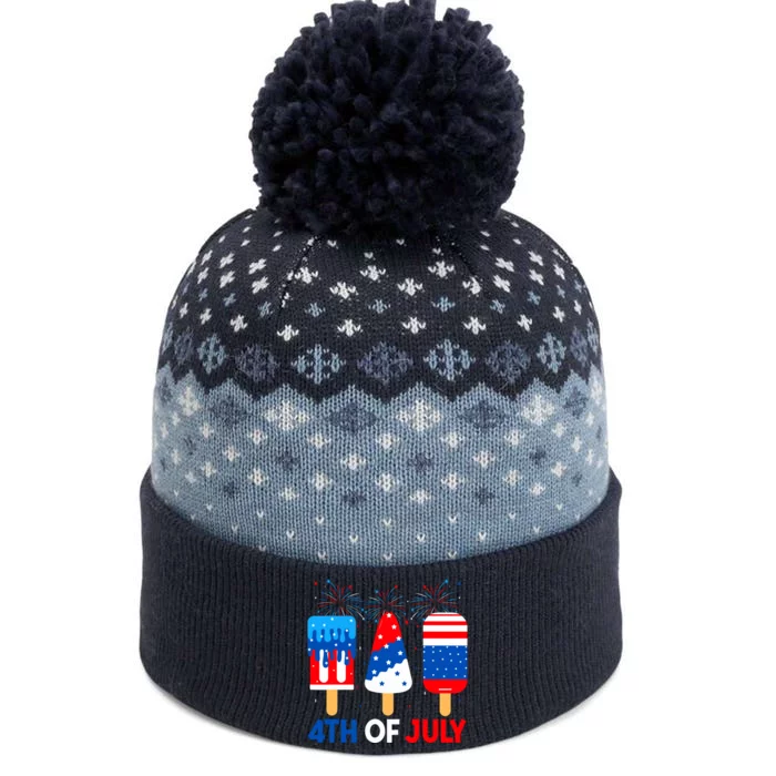 4th Of July Ice Creams Funny Patriotic American Flag America The Baniff Cuffed Pom Beanie