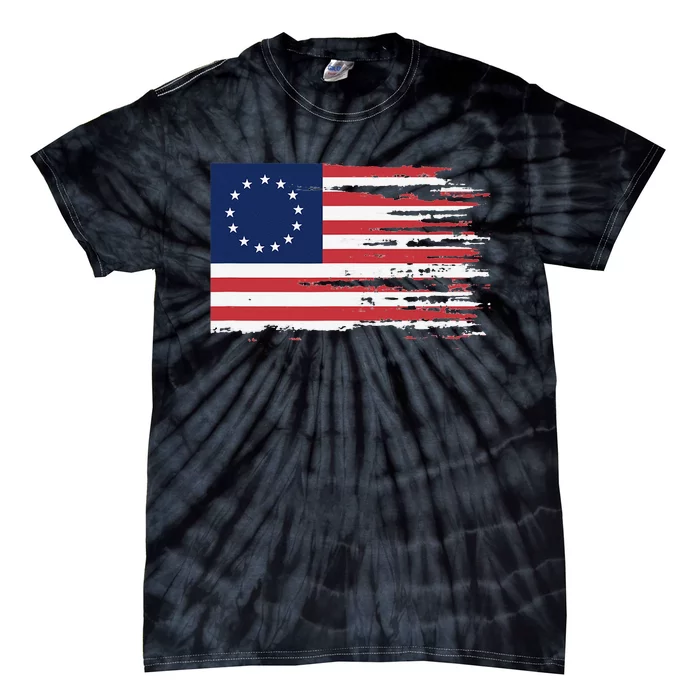 4th of July Patriotic Betsy Ross battle flag 13 colonies Tie-Dye T-Shirt