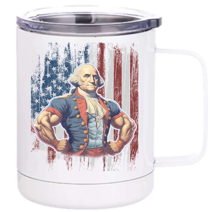 4th Of July Patriotic Funny George Washington July 4th Front & Back 12oz Stainless Steel Tumbler Cup