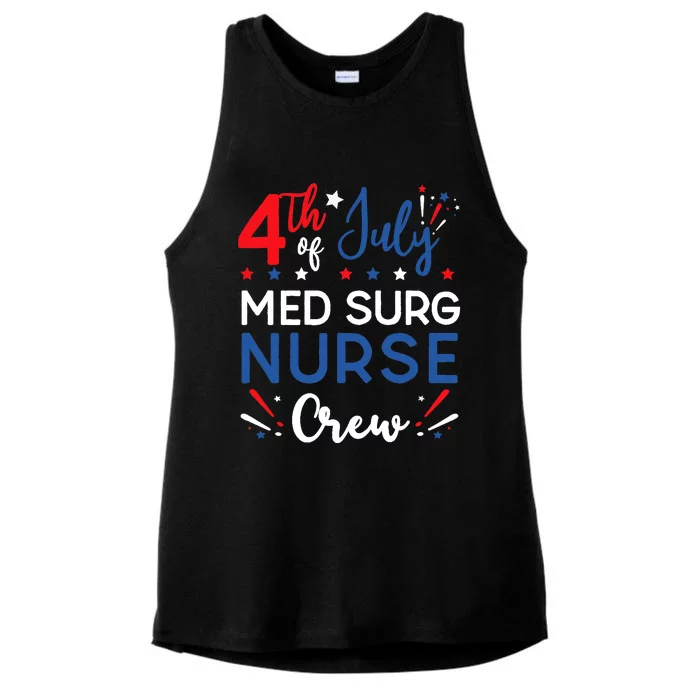 4th of July Med Surg Nurse Crew Stars and Stripes Fireworks Ladies Tri-Blend Wicking Tank