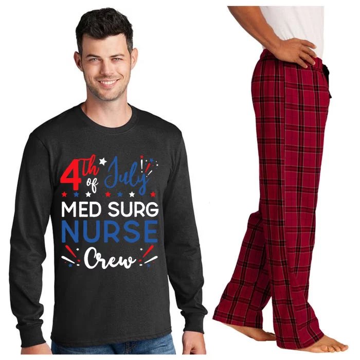 4th of July Med Surg Nurse Crew Stars and Stripes Fireworks Long Sleeve Pajama Set