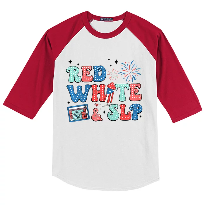 4th Of July Speech Therapy Red White Slp Speech Pathology Kids Colorblock Raglan Jersey