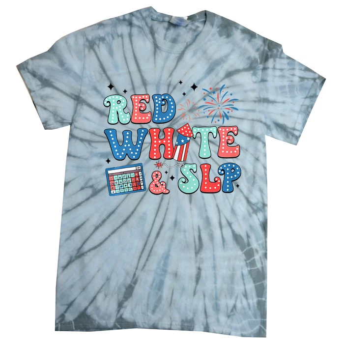 4th Of July Speech Therapy Red White Slp Speech Pathology Tie-Dye T-Shirt