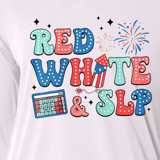 4th Of July Speech Therapy Red White Slp Speech Pathology Cooling Performance Long Sleeve Crew