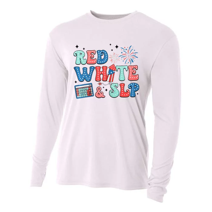 4th Of July Speech Therapy Red White Slp Speech Pathology Cooling Performance Long Sleeve Crew