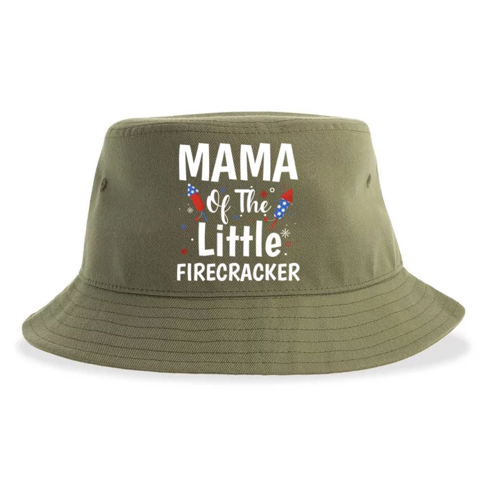 4th Of July Birthday Funny Gift Mama Of The Little Firecracker Gift Sustainable Bucket Hat