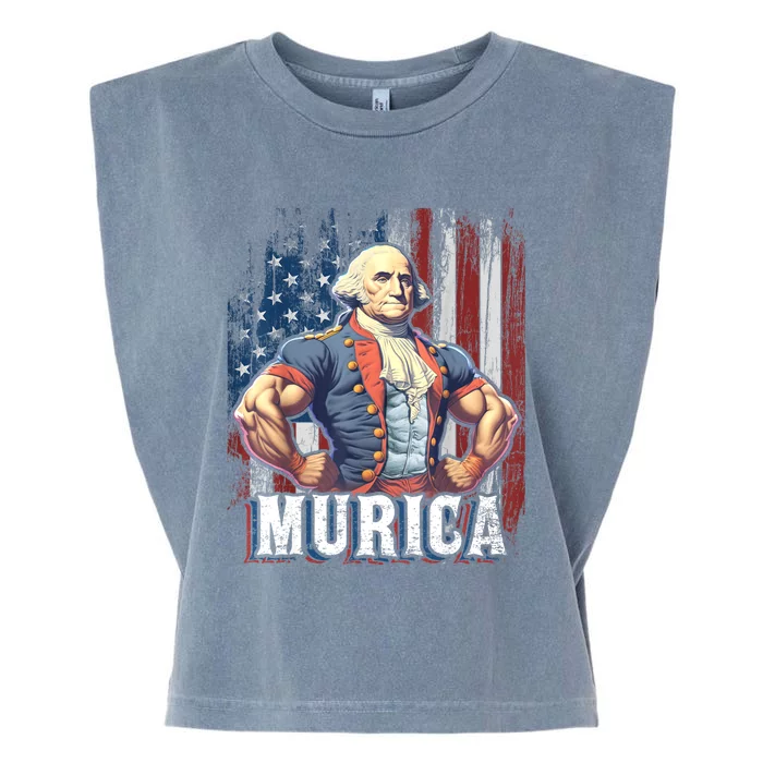 4th Of July Patriotic Funny George Washington July 4th Garment-Dyed Women's Muscle Tee