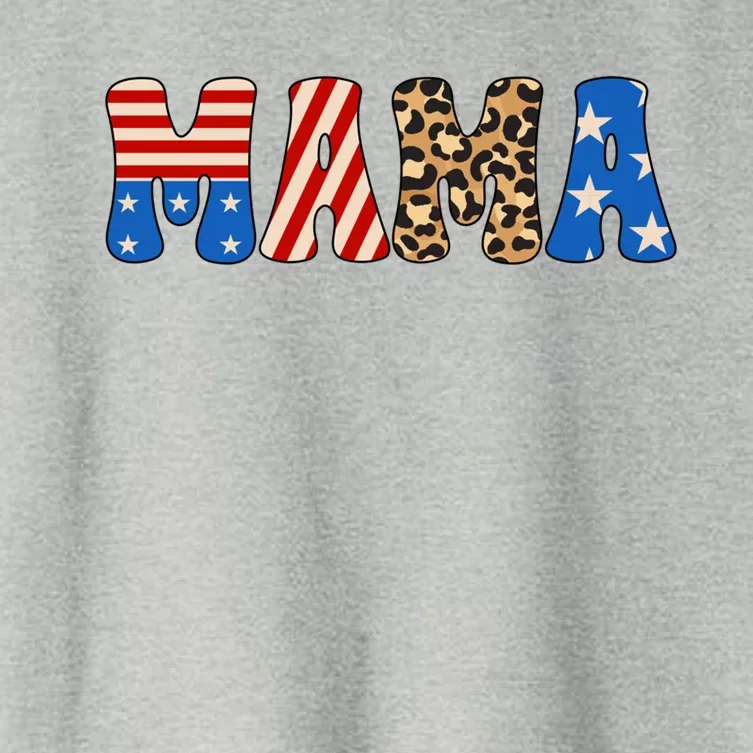 4th Of July American Mama Leopard American Flag American Mom Cute Gift Women's Crop Top Tee