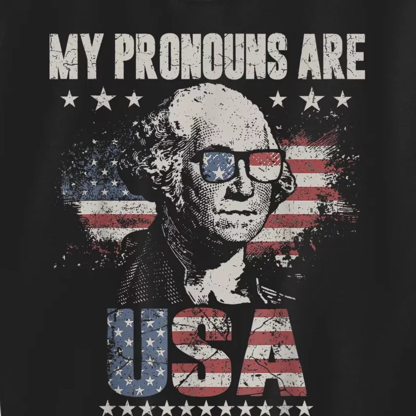 4th Of July My Pronouns Are USA Flag For Men Women Kids Sweatshirt