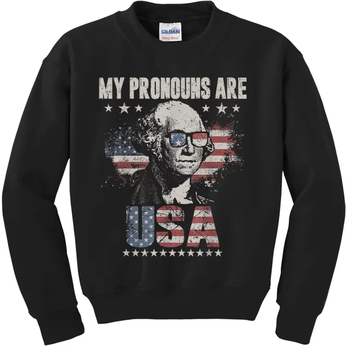 4th Of July My Pronouns Are USA Flag For Men Women Kids Sweatshirt