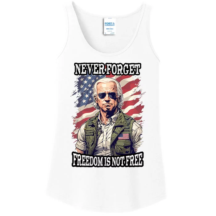 4th Of July Funny Joe Biden Never Forget Freedom Is Not Free Ladies Essential Tank