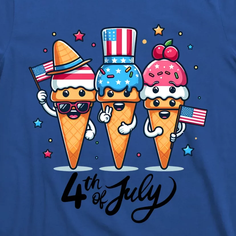 4th Of July Ice Creams Funny Patriotic American Flag America Cool Gift T-Shirt