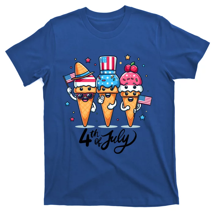 4th Of July Ice Creams Funny Patriotic American Flag America Cool Gift T-Shirt