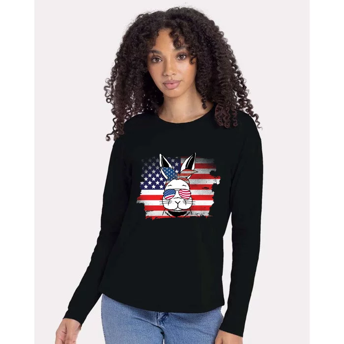 4th Of July Bunny, Funny Fourth Of July Graphic, Plus Size Shirt For Men Women Womens Cotton Relaxed Long Sleeve T-Shirt