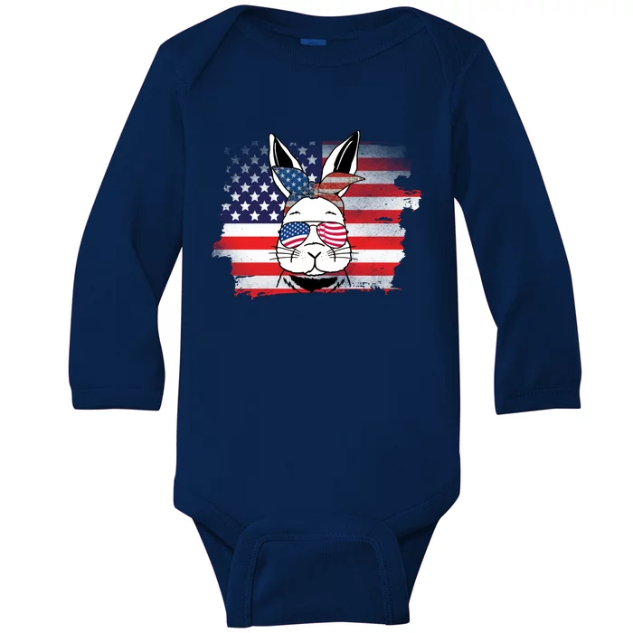 4th Of July Bunny, Funny Fourth Of July Graphic, Plus Size Shirt For Men Women Baby Long Sleeve Bodysuit