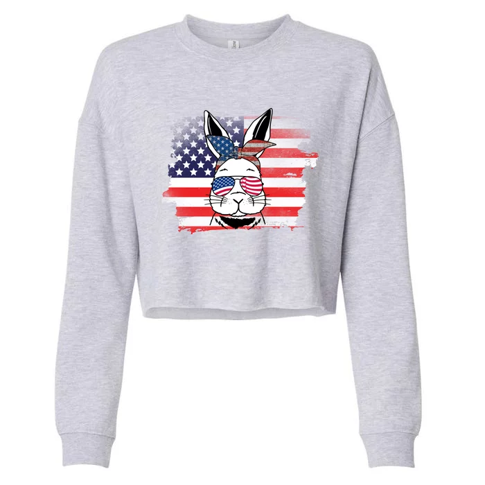 4th Of July Bunny, Funny Fourth Of July Graphic, Plus Size Shirt For Men Women Cropped Pullover Crew