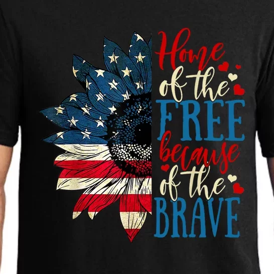 4th Of July Usa Flag Home Of The Free Because Of The Brave Gift Pajama Set