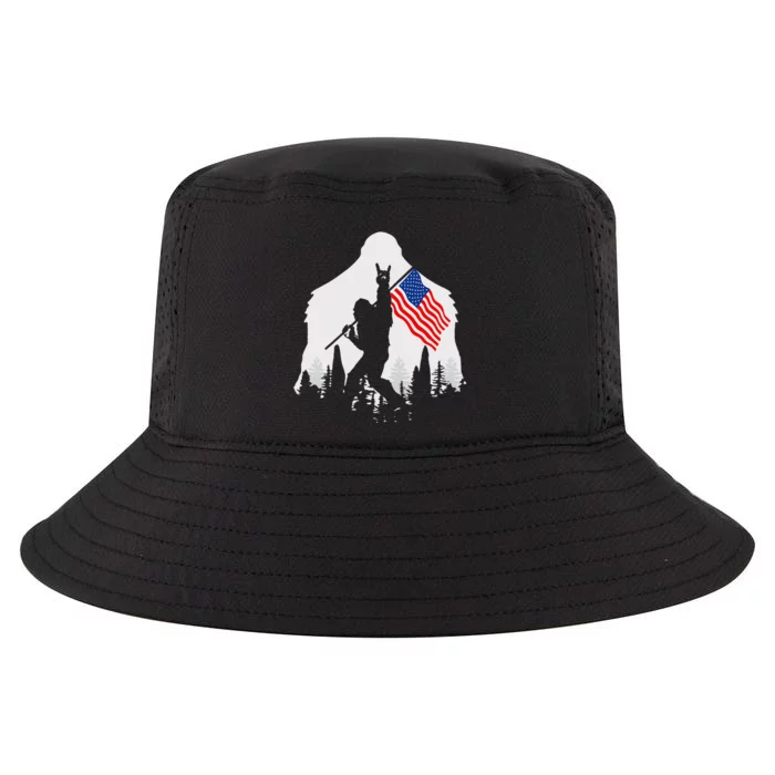 4th of July Bigfoot Sasquatch USA American Flag Cool Comfort Performance Bucket Hat