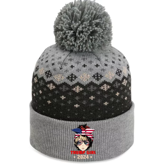 4th Of July Trump 45 47 Trump Girl 2024 The Baniff Cuffed Pom Beanie