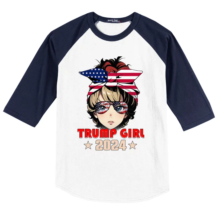 4th Of July Trump 45 47 Trump Girl 2024 Baseball Sleeve Shirt