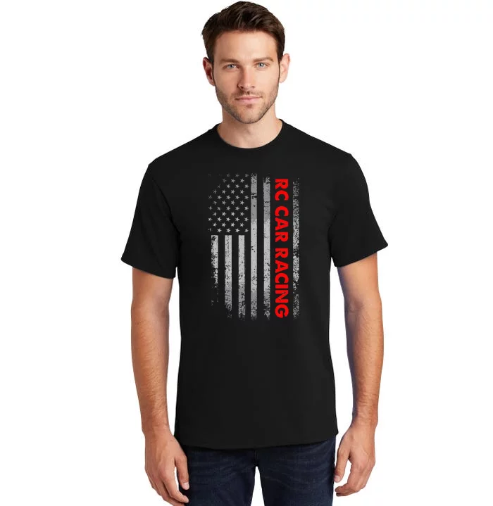 4th Of July RC Car Racer Vintage American Flag RC Car Racing Tall T-Shirt