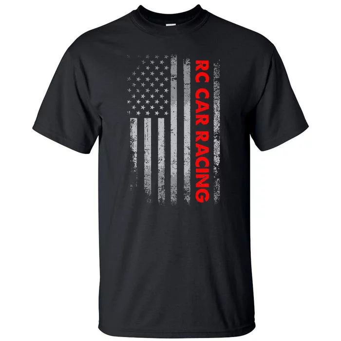 4th Of July RC Car Racer Vintage American Flag RC Car Racing Tall T-Shirt