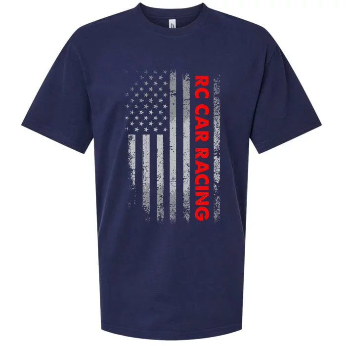 4th Of July RC Car Racer Vintage American Flag RC Car Racing Sueded Cloud Jersey T-Shirt