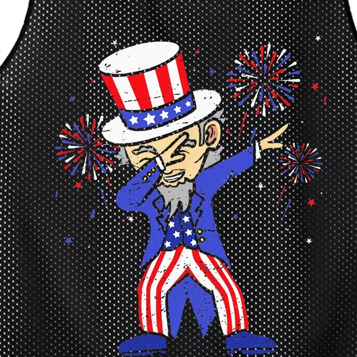 4th Of July S For Kids Funny Dabbing Uncle Sam Men Mesh Reversible Basketball Jersey Tank