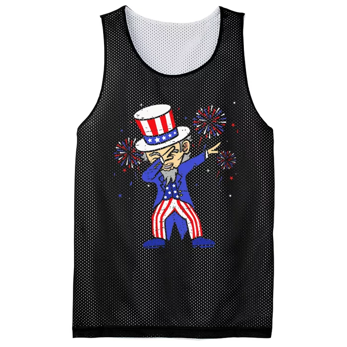 4th Of July S For Kids Funny Dabbing Uncle Sam Men Mesh Reversible Basketball Jersey Tank