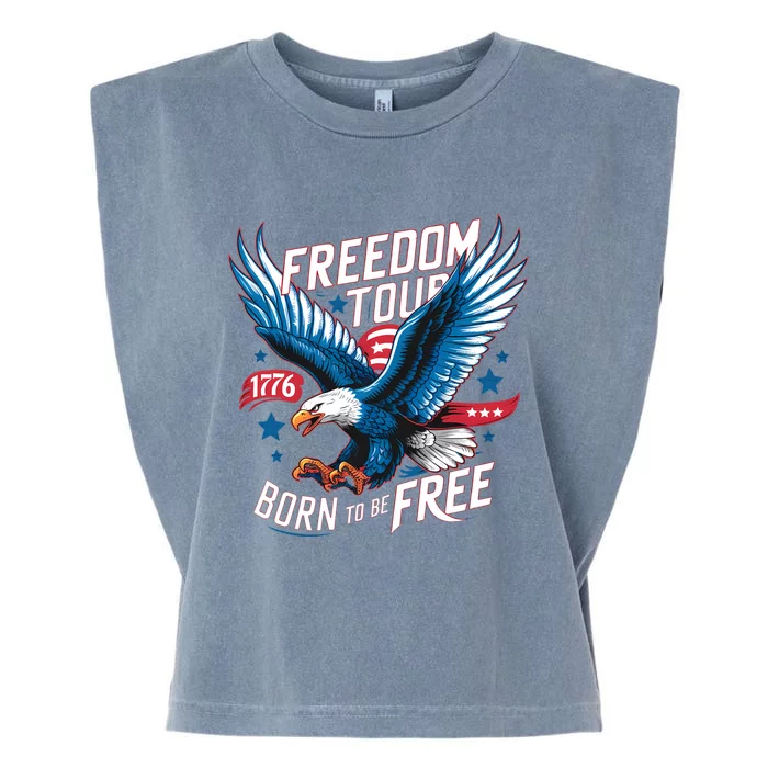 4th Of July Freedom Born To Be Free Garment-Dyed Women's Muscle Tee