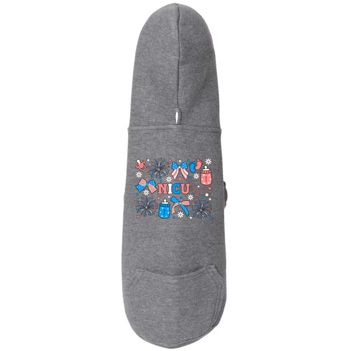 4th Of July Nicu Nurse Doodles Doggie 3-End Fleece Hoodie