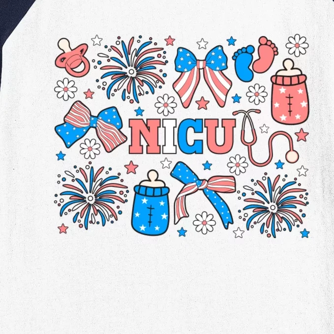 4th Of July Nicu Nurse Doodles Baseball Sleeve Shirt