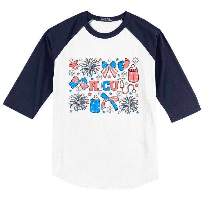 4th Of July Nicu Nurse Doodles Baseball Sleeve Shirt