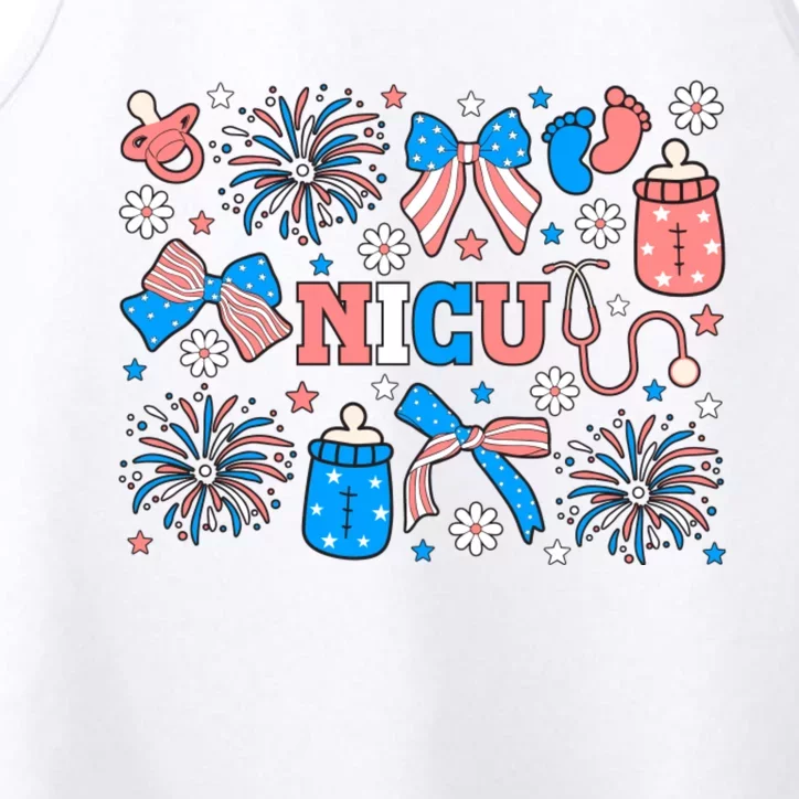 4th Of July Nicu Nurse Doodles Performance Tank