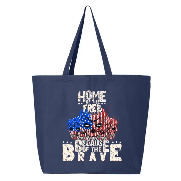 4th Of July Us Skull Home Of The Free Because Of The Brave Gift 25L Jumbo Tote