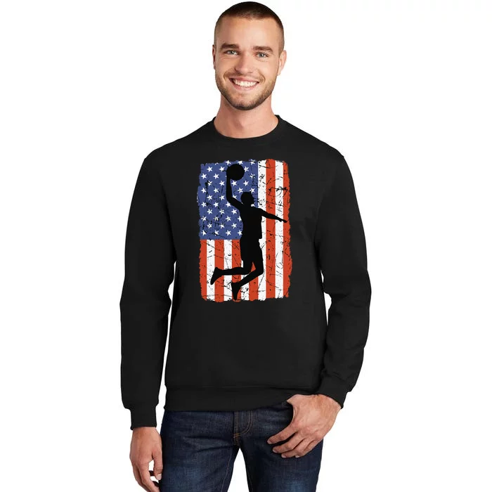 4th Of July Basketball Retro Vintage Sport American Flag USA Sweatshirt