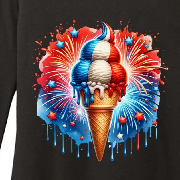 4th Of July Ice Creams Funny Patriotic American Flag America Meaningful Gift Womens CVC Long Sleeve Shirt