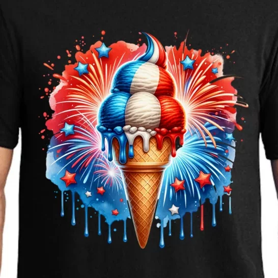 4th Of July Ice Creams Funny Patriotic American Flag America Meaningful Gift Pajama Set