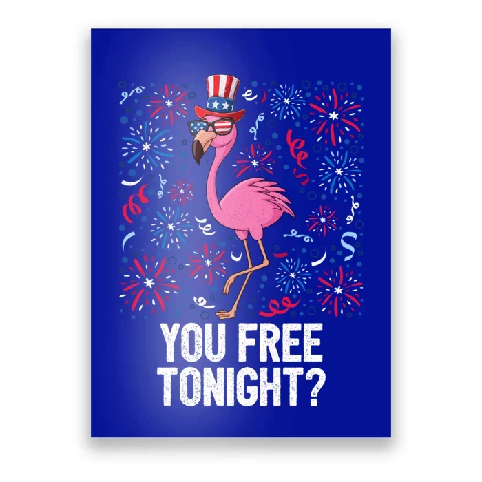 4th Of July You Free Tonight Flamingo American Flag Usa Cute Gift Poster