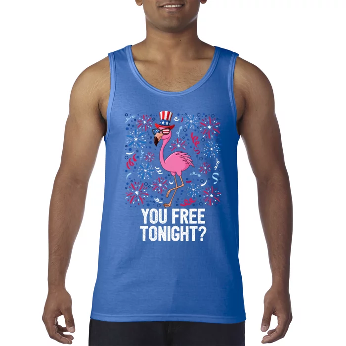 4th Of July You Free Tonight Flamingo American Flag Usa Cute Gift Tank Top