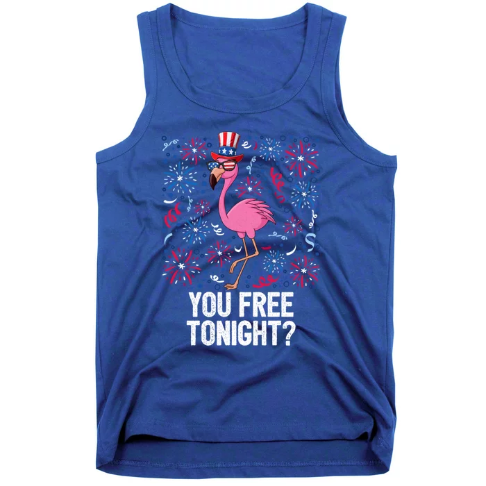 4th Of July You Free Tonight Flamingo American Flag Usa Cute Gift Tank Top