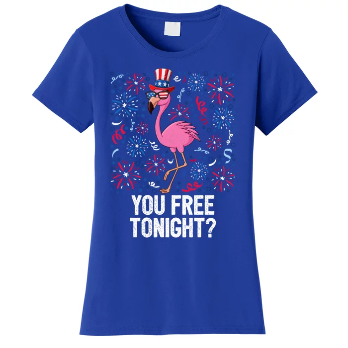 4th Of July You Free Tonight Flamingo American Flag Usa Cute Gift Women's T-Shirt